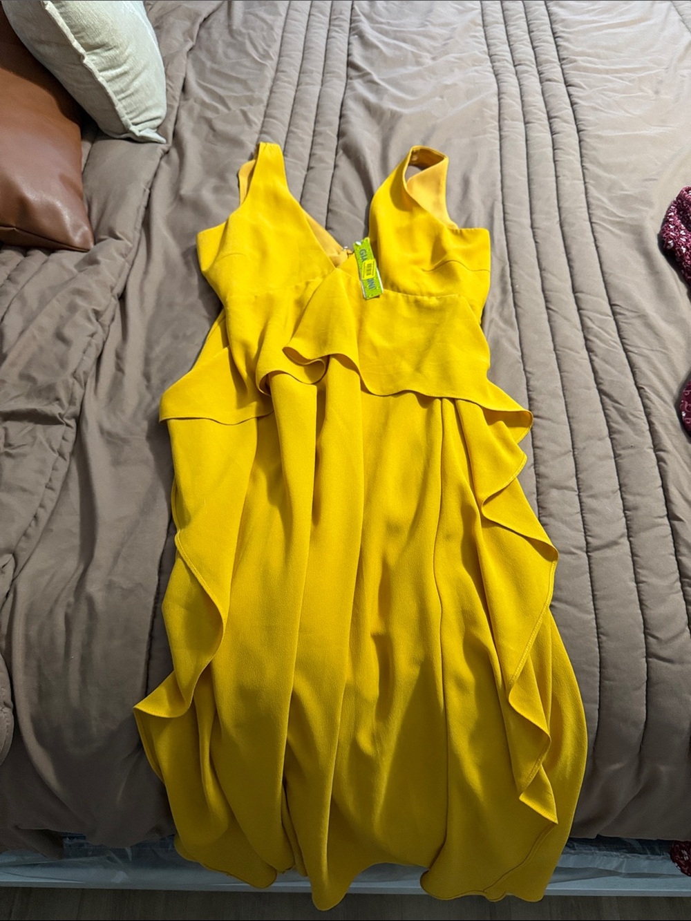 Gianni Bini Bright Yellow Ruffle Midi Dress